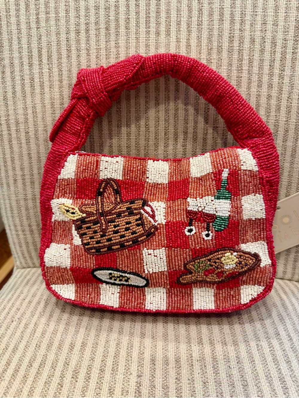 New Release Sol & Mer Beaded Picnic Wine Cheese Beaded Bag w/Chain Strap